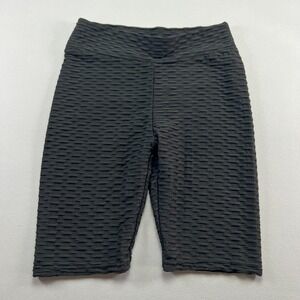 Sy Fashion Biker Shorts Womens L/XL Black Stretch Honeycomb Textured High Waist
